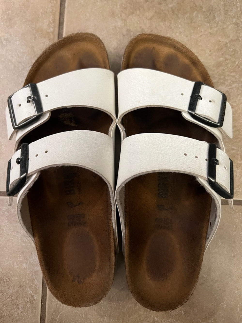 Birkenstock White Double Buckle Sandals